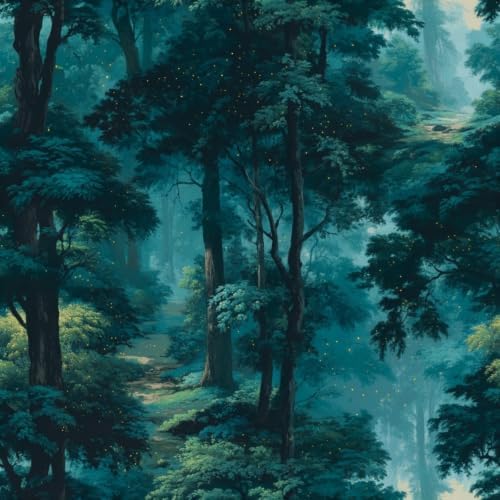Misty Forest Landscape Peel and Stick Wallpaper Self Adhesive 17.72" x 236.21'' by Unknown