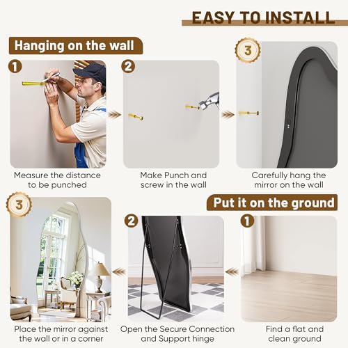 Antok Irregular Full Length Mirror, Standing Hanging Leaning Irregular Mirrors - Image 6