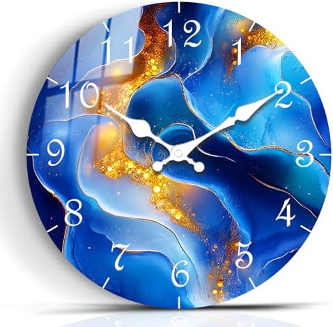 Modern Wooden Wall Clock with Marble Texture Design Silent Sweep Movement by PENGHONG