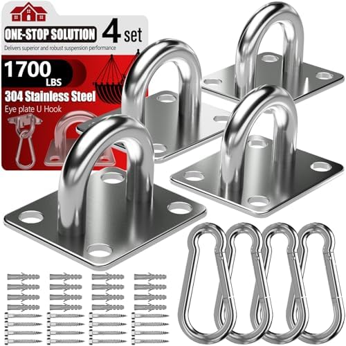 sprookber 304 Stainless Steel Pad Eye Snap Hook, M10 Ceiling Hook 1700Lb by Sprookber