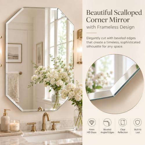Silver Wall Mirror-Beveled Edge Frameless 24X36inch Rectangle Mirrors - Image 5