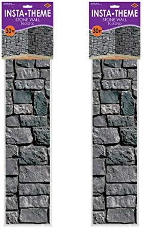 Beistle Brick Stone Wall Backdrops, 4’ x 30’, 2 Pack – Medieval Party - Image 3