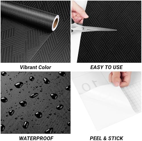 Decotalk Black Textured Wallpaper Peel and Stick Textured Wallpaper - Image 7