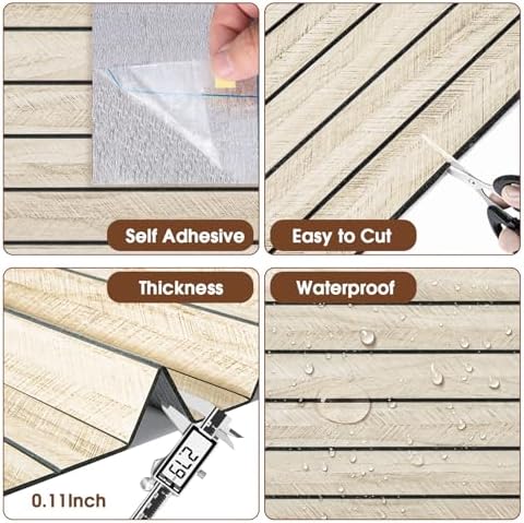 3D Peel and Stick Wall Panels PVC Grille Slat 394"x15.8" Self-Adhesive Wall - Image 2