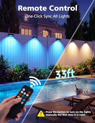 JOFIOS Solar Fence Lights with Remote 2 Pack, Solar Wall Lights Outdoor - Image 2