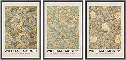 MUDECOR Framed Canvas Print Wall Art Set William Morris Floral Tapestry Pattern by MUDECOR