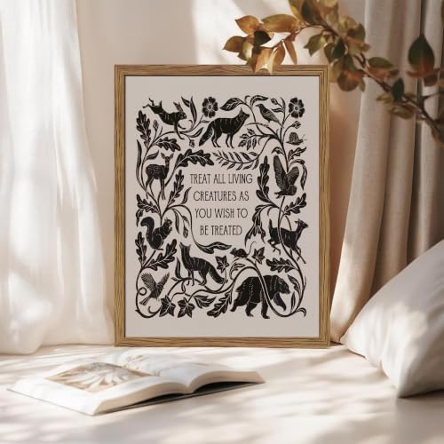 Framed Forest Animal Wall Art, Treat All Living Creatures Print - Image 2