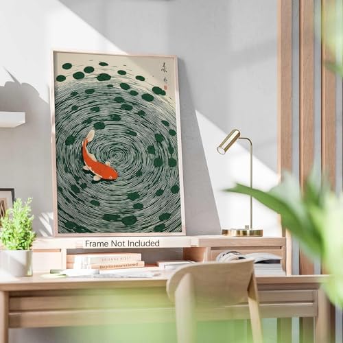 Japanese Koi Fish Poster Oriental Asian Lucky Carp Canvas Wall Art Vintage - Image 5