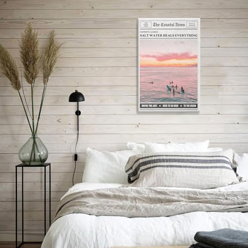 Bittiler Retro Salt Water Heals Everything Posters Pink Beach Coastal Surf Girl - Image 5