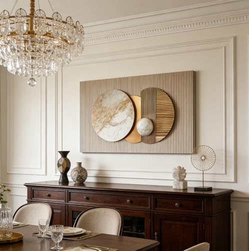 ONEOLTN Large Texture Gold Geometry Canvas Wall Art - Image 3