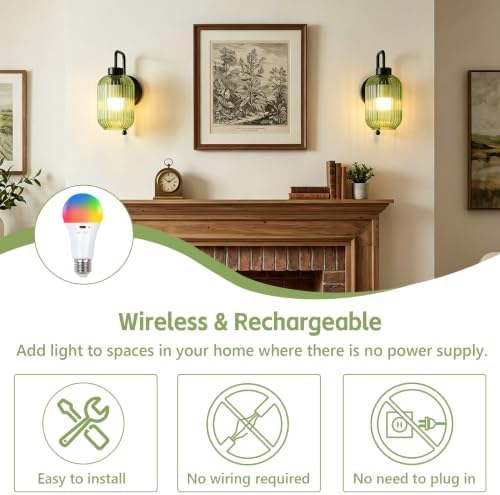 Black Wireless Sconces Set of 2 - Image 2
