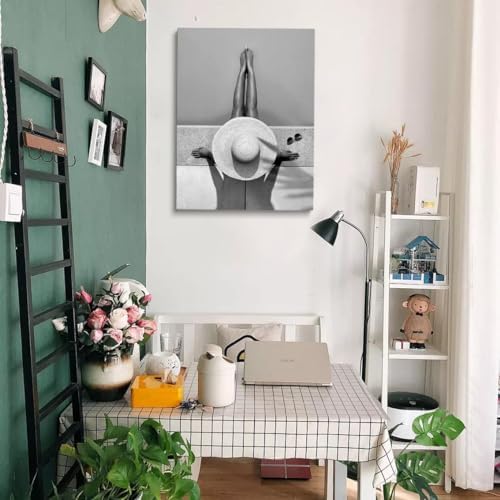 Woman in Swimming Pool Poster Black and White Wall Art Fashion Print Vintage - Image 4