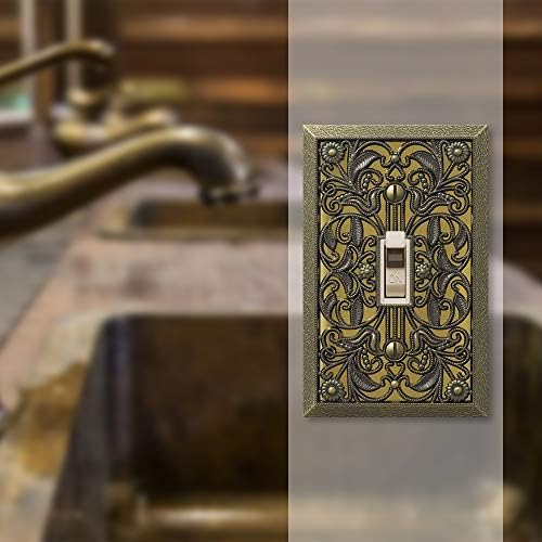Amerelle 65TAB Filigree Wallplate, 1 Toggle, Antique Brass - Image 3