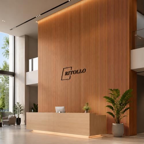 RITOLLO Wood Panels for Wall, 4 Pack Wood Slat Acoustic Panels, 118 x 11 in 3D - Image 7