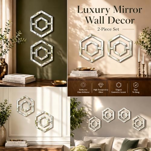 Square Decorative Wall Mirror 12 x 12 Inch, Modern Wall Mounted Accent Mirror - Image 7