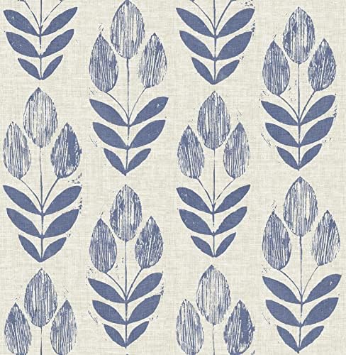 NuWallpaper Blue Folk Tulip Peel & Stick Wallpaper by NuWallpaper