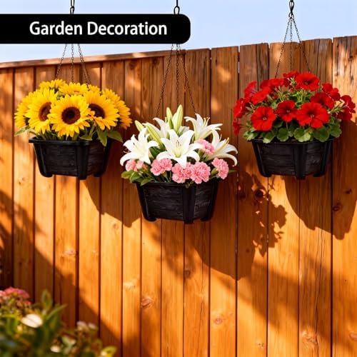 summer flower ‌3 Pack Black Hanging Railing Planters 9.84 Inch Plastic Window - Image 4