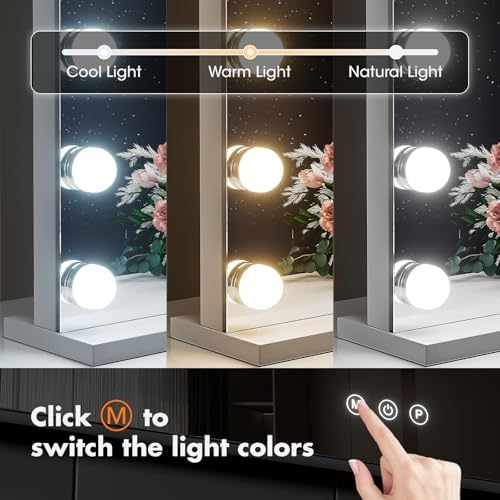 Hasipu Vanity Mirror with Lights, Makeup Mirror with 17 Dimmable Bulbs and 10X - Image 3