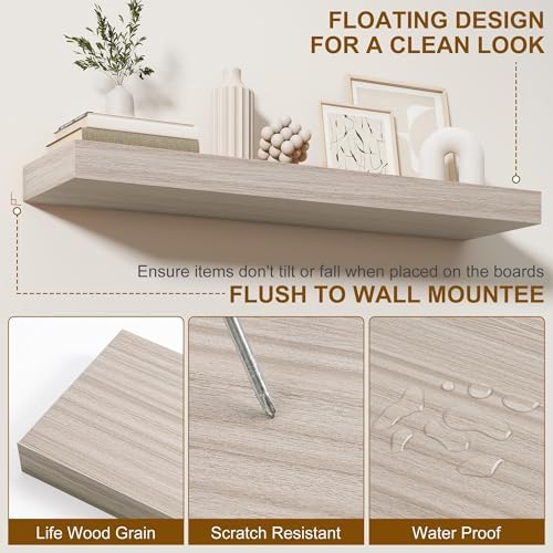 Fun Memories 72 Inch Floating Shelves, Wall Mounted Rustic Wood Floating Shelf - Image 5