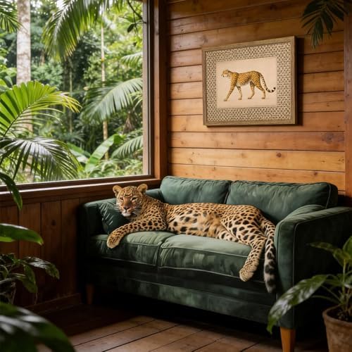Vintage Framed Cheetah Canvas Wall Art Trendy Leopard Pictures 16×24 Inch - Image 5