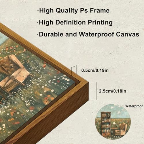 KBKBART Framed Reading Wall Art Whimsical Book Lover Canvas Painting 8x10in - Image 5
