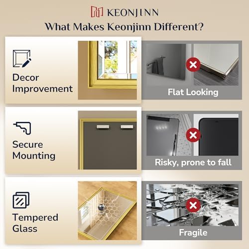 Keonjinn 48" x 24" Brushed Gold Framed Mirror - Image 4