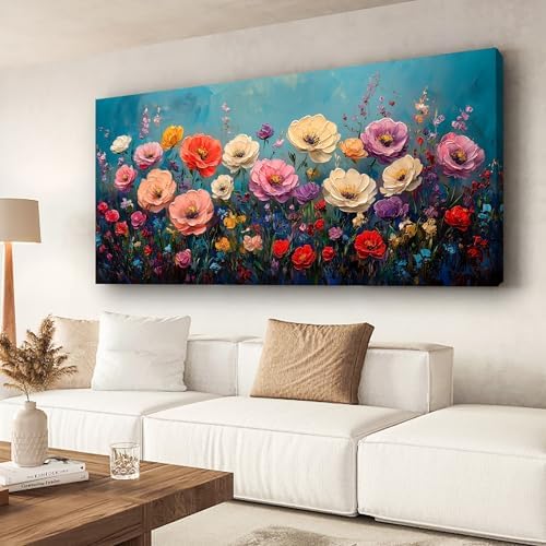 Vibrant Multicolor Flower Picture Print Canvas Wall Art Living Room Dining Room by HaichuangDecorArt