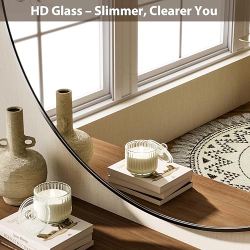 HARRITPURE 48 Inch Round Mirror Black Circle Bathroom Mirror - Image 3