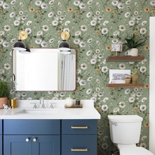 Livebor Floral Peel and Stick Wallpaper Green Wallpaper 16.9in x393.7in - Image 4