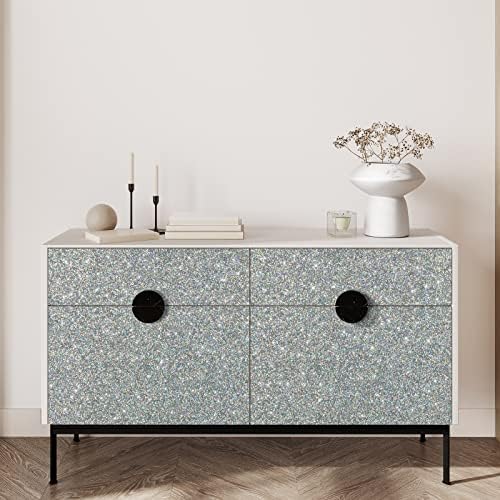 VEELIKE Silver Holographic Glitter Peel and Stick Wallpaper Sliver Glitter - Image 6