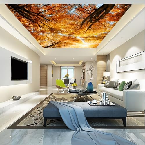 Warm Golden Autumn Tree Canopy Sun Glow Wallpaper Peel Stick - Image 2