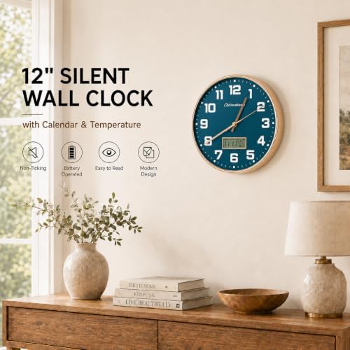 Cloud Space 12” Silent Wall Clock Battery Operated, Non Ticking Modern Wall - Image 2