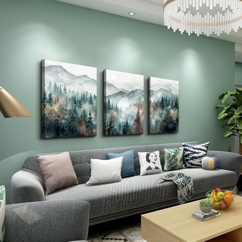 TTHYUEWS Wall Art For Living Room Farmhouse Decor For Bedroom Office Fog Forest - Image 2