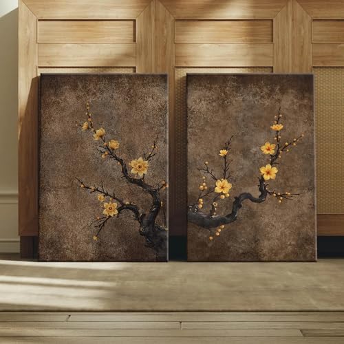 KBCXOY Japanese Floral Wall Art Vintage Botanical Flower Canvas Prints - Image 3