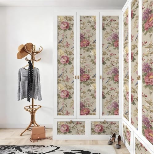 Vintage Chinoiserie Textured Bird Peony Peel and Stick Wallpaper Self Adhesive - Image 4