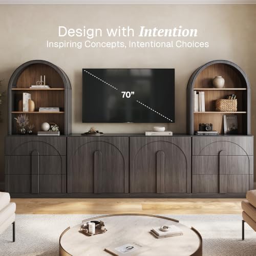 BELLEZE Bijou 126" Wall Unit 6-Piece Modular TV Stand - Image 3