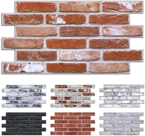 Commomy Faux Brick 3D Wall Panels, Thin UrltraLight PVC 22.8" x 11.8" by CommomyDecor