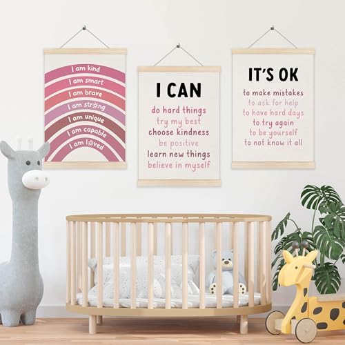 Koesus Inspirational Classroom Pink Rainbow Wall Art Poster Hanger Frame 12x16 - Image 5