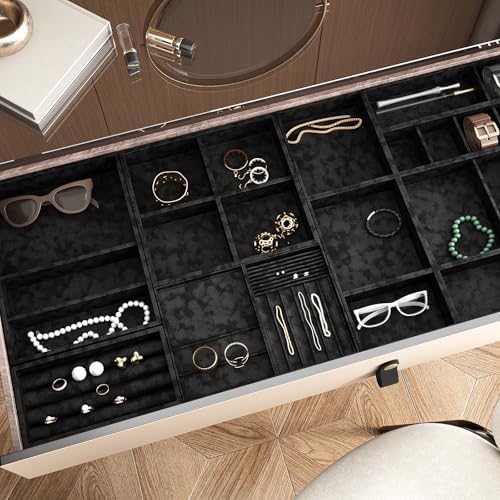 VEELIKE Black Mottled Self Adhesive Velvet Drawer Liners - Image 2