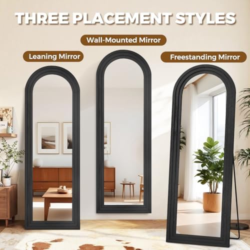 65x22 Arched Full Length Mirror, Solid Wood 3 Layer Frame - Image 5