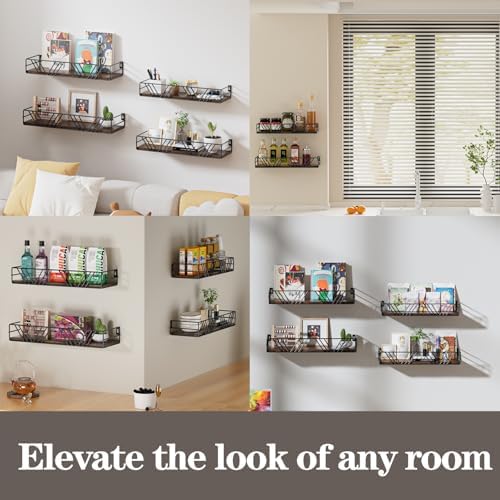 Amaoot Floating Shelves for Wall Set of 4, Wall Shelf Wood Floating Shelf - Image 6