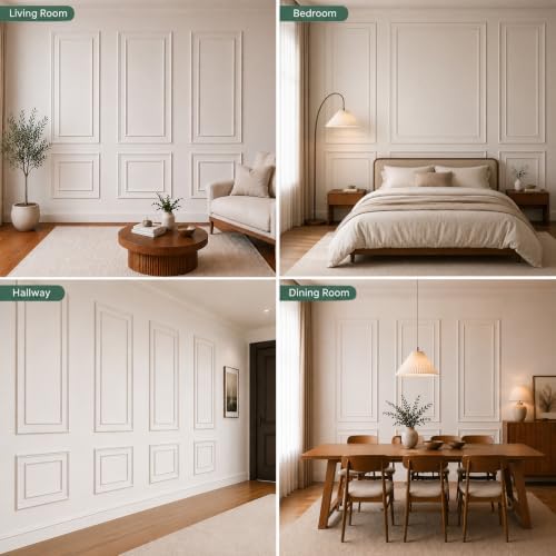 Peel and Stick Wall Molding Kit, Pre Cut Bilinear Frame Wainscoting Panel - Image 7