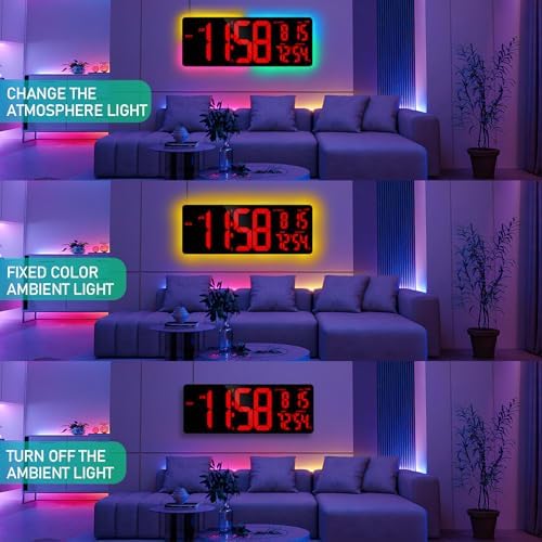TXL 16.5" Bluetooth Red Large LED Digital Wall Clock, Count Up/Down Timer Clock - Image 5