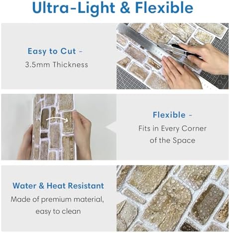 COMSTICKC 3D Faux Stone Wall Panels Peel and Stick - Image 4