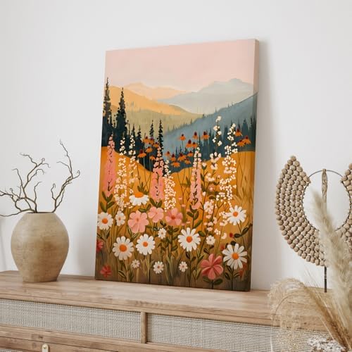 Hianan Wrapped Canvas Daisy Mountain Wildflower Wall Art Set of 3, 12x16 in - Image 3