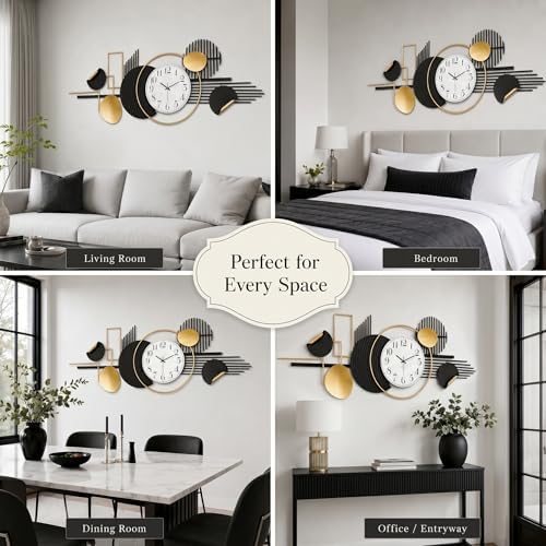 HAVFIFK 59" Large Metal Wall Clock, 3D Silent Clock - Image 6