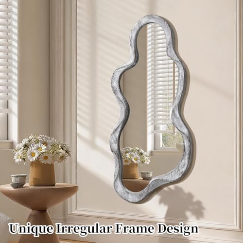 Irregular Wall Mirror Cloud Wavy Wood Frame Mirrors Asymmetrical Modern Mirror - Image 2