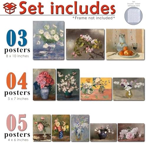 MAZUKO 12 Pcs Unframed Vintage Floral Still Life Art - Image 2