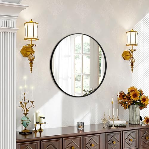 Black Round Mirror 18 Inch, Wall Circle Mirror - Image 3