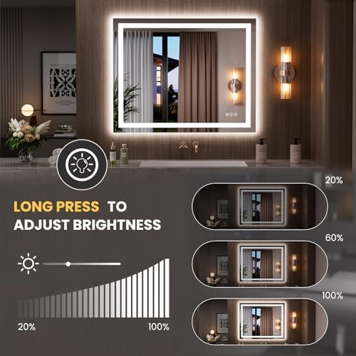 LOAAO 39.4"x31.5" LED Bathroom Mirror - Image 3